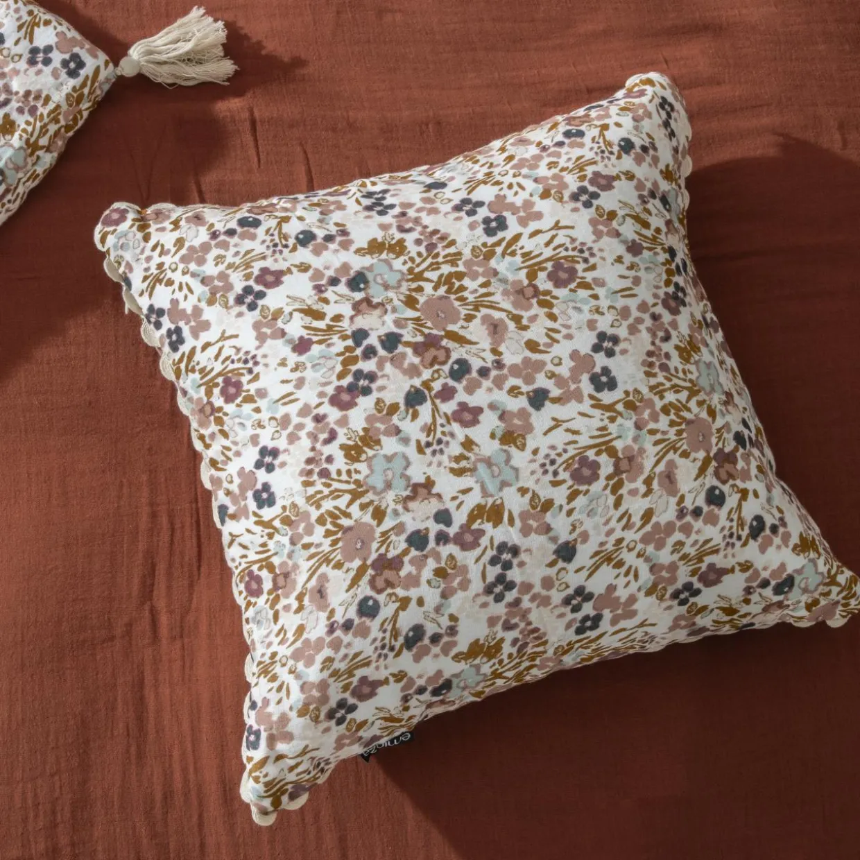 Coussin carré gaze de coton (40 x 40 cm) Constance Beige pampa