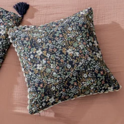 Coussin carré gaze de coton (40 x 40 cm) Constance Bleu nuit