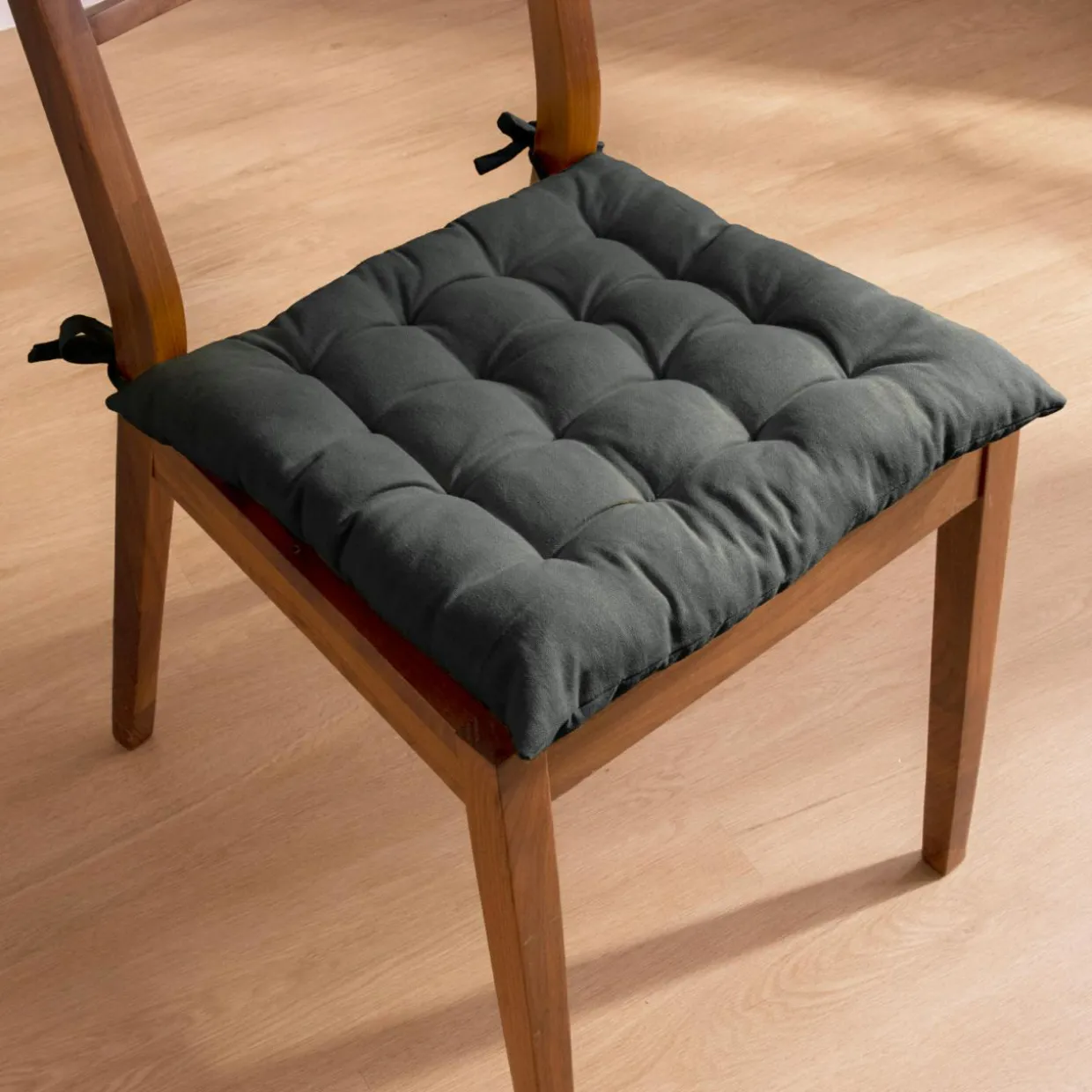 Coussin de chaise carré coton (40 x 40 cm) Pixel Gris anthracite