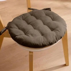 Coussin de chaise rond coton (40 cm) Pixel Taupe
