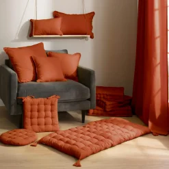 Coussin de sol coton (60 x 60 cm) Pixel Terracotta