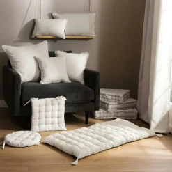 Coussin de sol coton (60 x 60 cm) Pixel Beige
