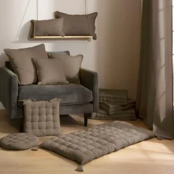 Coussin de sol coton (50 x 50 cm) Pixel Taupe