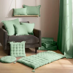 Coussin de sol coton (60 x 60 cm) Pixel Vert menthe