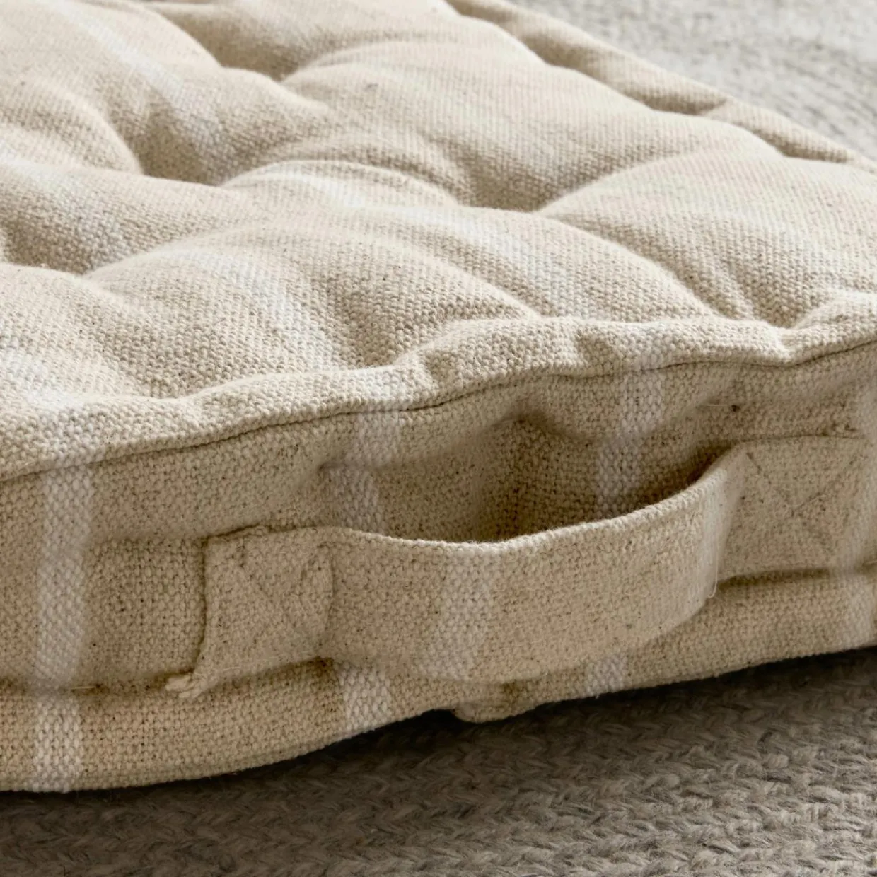 Coussin de sol extérieur toile de coton (45 x 45 cm) Ocealys Blanc