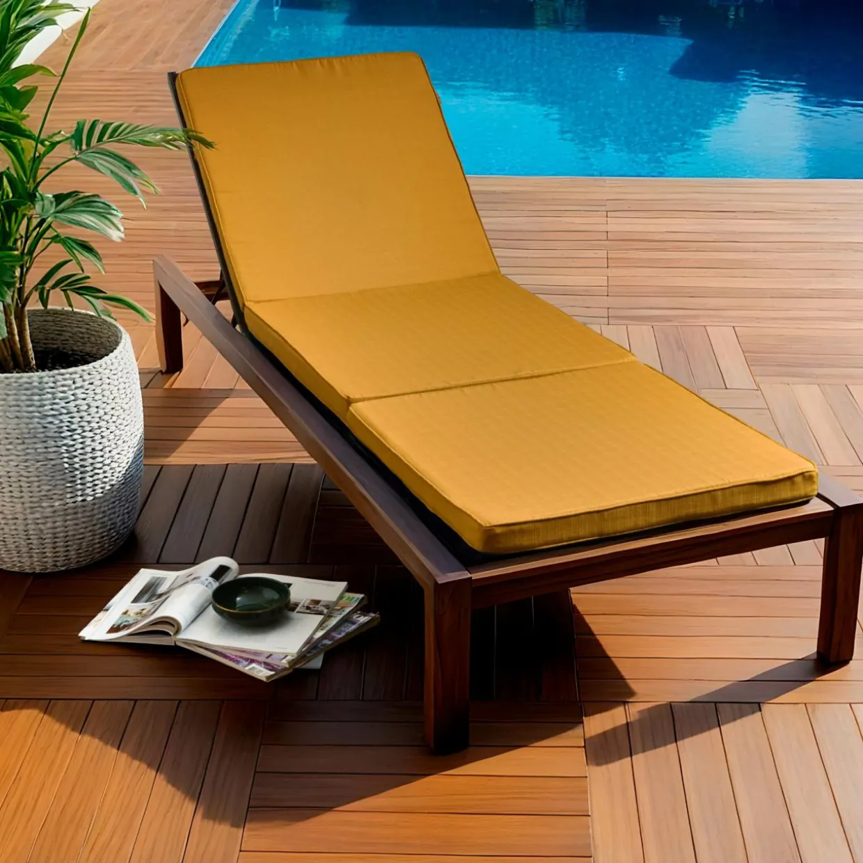 Coussin de transat déhoussable (190 x 60 cm) Sunset Jaune moutarde