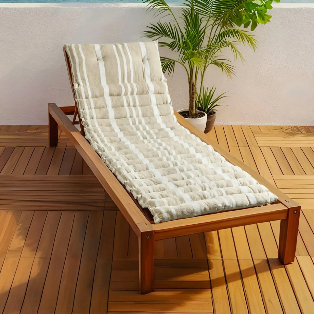 Coussin de transat enroulable (180 x 60 cm) Nautira Ecru