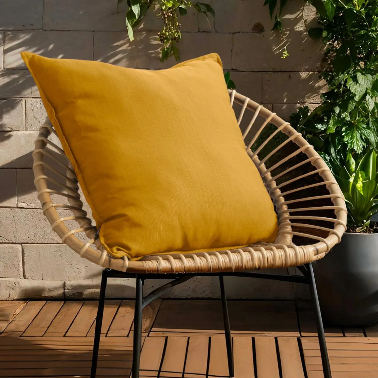 Coussin extérieur carré (60 x 60 cm) Sunset Jaune moutarde