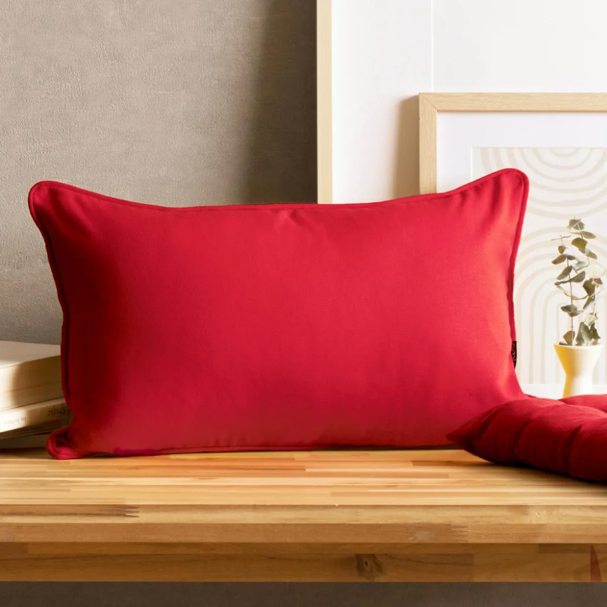 Coussin rectangulaire coton (30 x 50 cm) Pixel Rouge