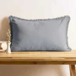 Coussin rectangulaire coton (40 x 60 cm) Pixel franges Gris