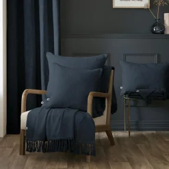 Coussin rectangulaire coton (40 x 60 cm) Sixtine Bleu nuit