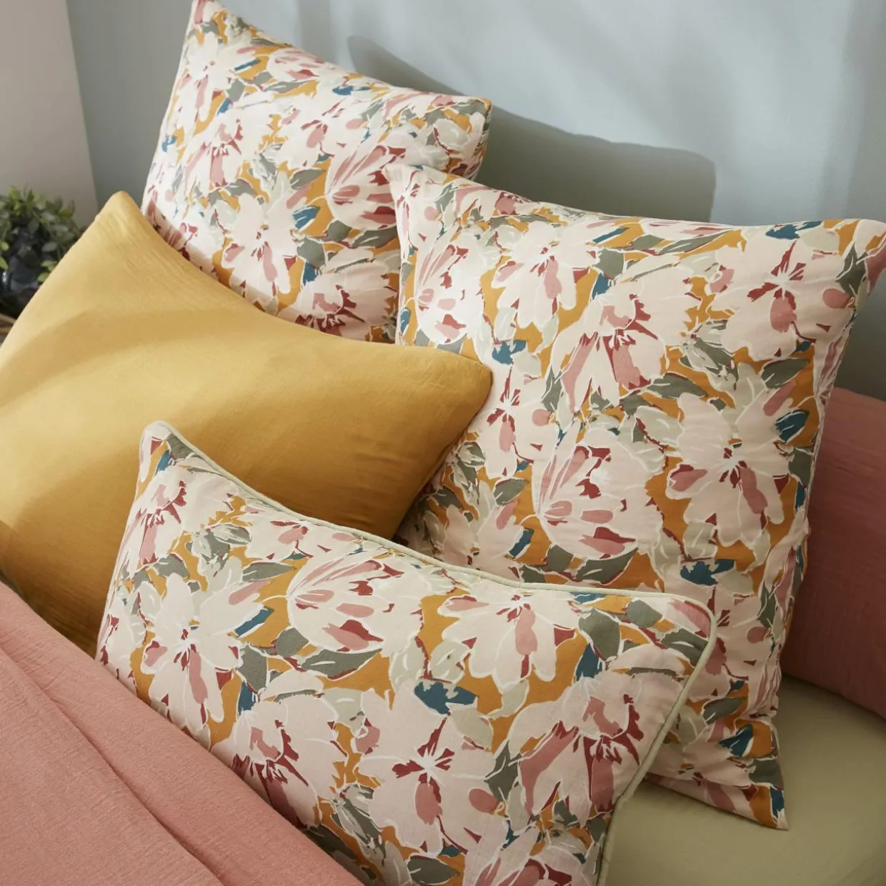Coussin rectangulaire gaze de coton (40 x 60 cm) April Multicolore
