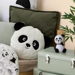 Coussin rond enfant (27 cm) Panda Blanc