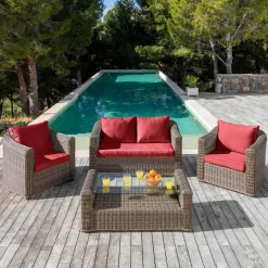 Coussins de remplacement pour salon de jardin Calvi 4 places Rouge
