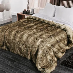 Couvre-lit (150 x 200 cm) Imitation fourrure Grizzly