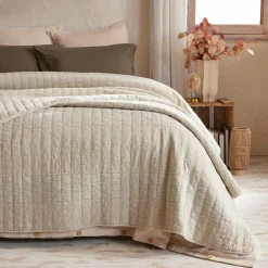 Couvre-lit coton matelassé (220 x 240 cm) Lena Beige sable