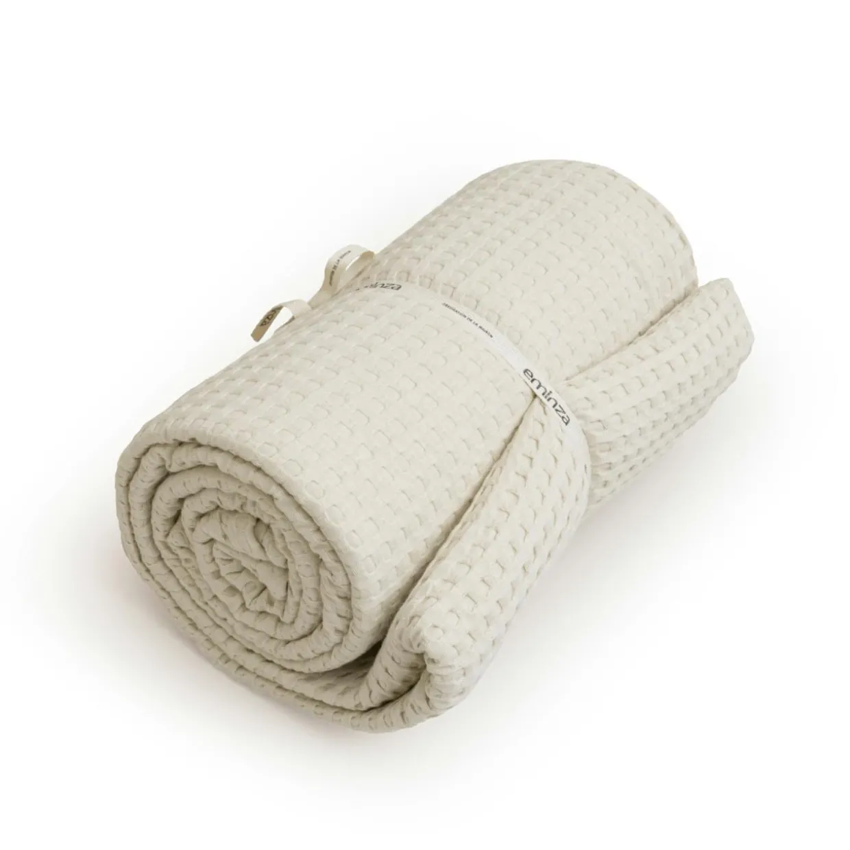 Couvre-lit coton nid d'abeille (180 x 220 cm) Maya Beige pampa