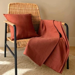 Couvre-lit coton tissé (180 x 220 cm) Léa Terracotta