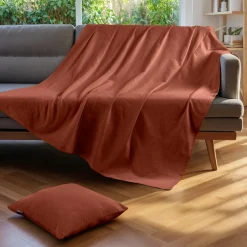 Couvre-lit coton tissé (180 x 220 cm) Léa Terracotta