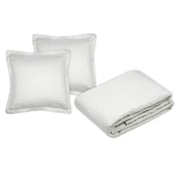 Couvre-lit matelassé et deux taies d'oreiller (240 x 220 cm) Cléo Ecru
