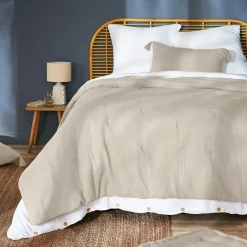 Couvre-lit matelassé gaze de coton (260 x 240 cm) Gaïa Beige pampa