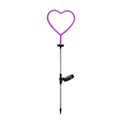 Décoration lumineuse Solaire à piquer au sol (H82 cm) Coeur néon Rose