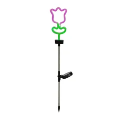 Décoration lumineuse Solaire à piquer au sol (H70 cm) Tulipe néon Multicolore