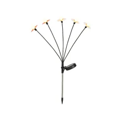 Décoration lumineuse Solaire à piquer au sol (H60 cm) Marguerites Rouge et blanc chaud
