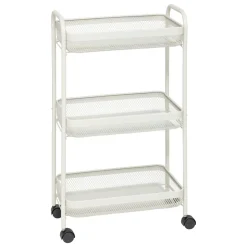Desserte à roulettes 3 niveaux en métal (H75 cm) Mayaj Beige