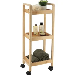 Desserte à roulettes 3 niveaux (H79 cm) Bambou Naturel