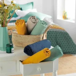Drap housse coton bio (180 x 200 cm) Biolina Vert sauge