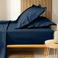 Drap housse coton bio (140 x 190 cm) Biolina Bleu nuit