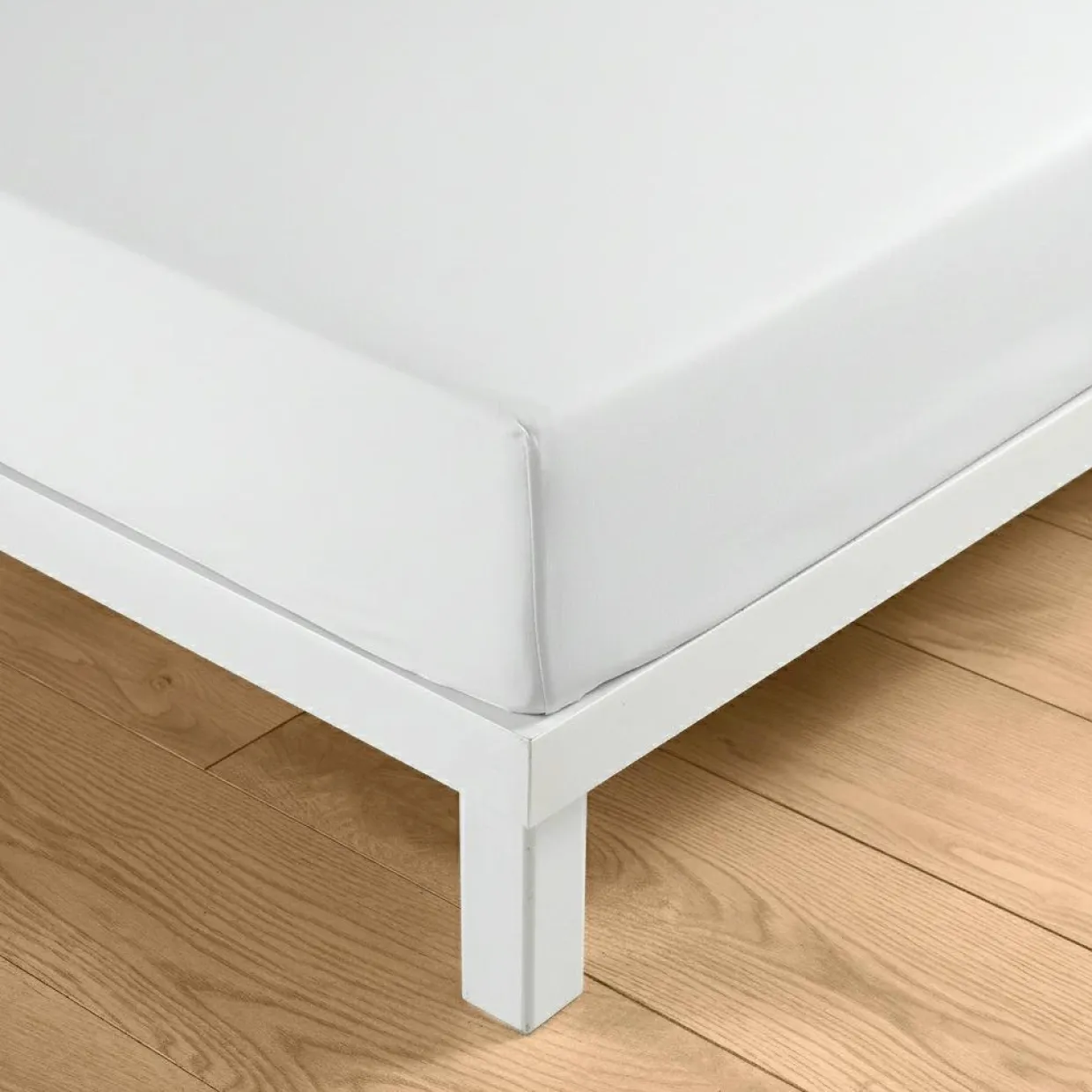 Drap housse coton lavé (140 x 190 cm) Linella Blanc