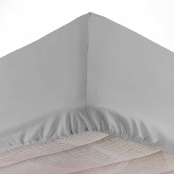 Drap housse coton lavé (140 x 190 cm) Linette Gris