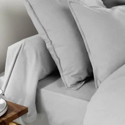 Drap housse flanelle de coton (180 x 200 cm) Théa Gris clair