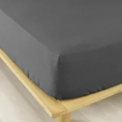 Drap housse flanelle de coton (90 x 190 cm) Nina Gris anthracite