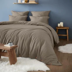 Drap housse flanelle de coton (200 x 200 cm) Nina Ficelle