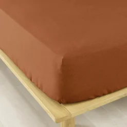 Drap housse flanelle de coton (140 x 190 cm) Nina Terracotta