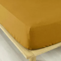 Drap housse flanelle de coton (140 x 190 cm) Nina Jaune ocre