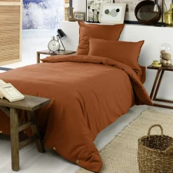 Drap housse flanelle de coton (90 x 190 cm) Nina Terracotta