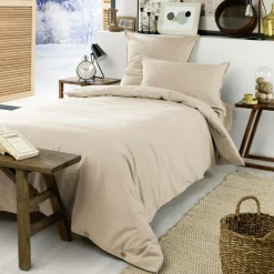 Drap housse flanelle de coton (90 x 200 cm) Nina Beige