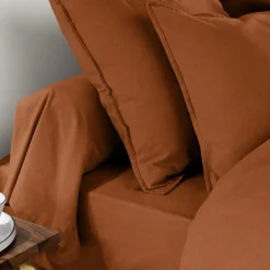 Drap housse flanelle de coton (90 x 190 cm) Théa Terracotta
