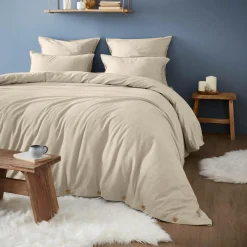 Drap housse flanelle de coton (160 x 200 cm) Nina Beige
