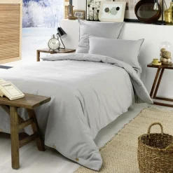 Drap housse flanelle de coton (90 x 200 cm) Nina Gris clair
