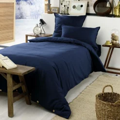 Drap housse flanelle de coton (90 x 200 cm) Nina Bleu nuit