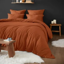 Drap housse flanelle de coton (180 x 200 cm) Nina Terracotta