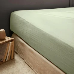 Drap housse gaze de coton (90 x 190 cm) Gaïa Vert tilleul