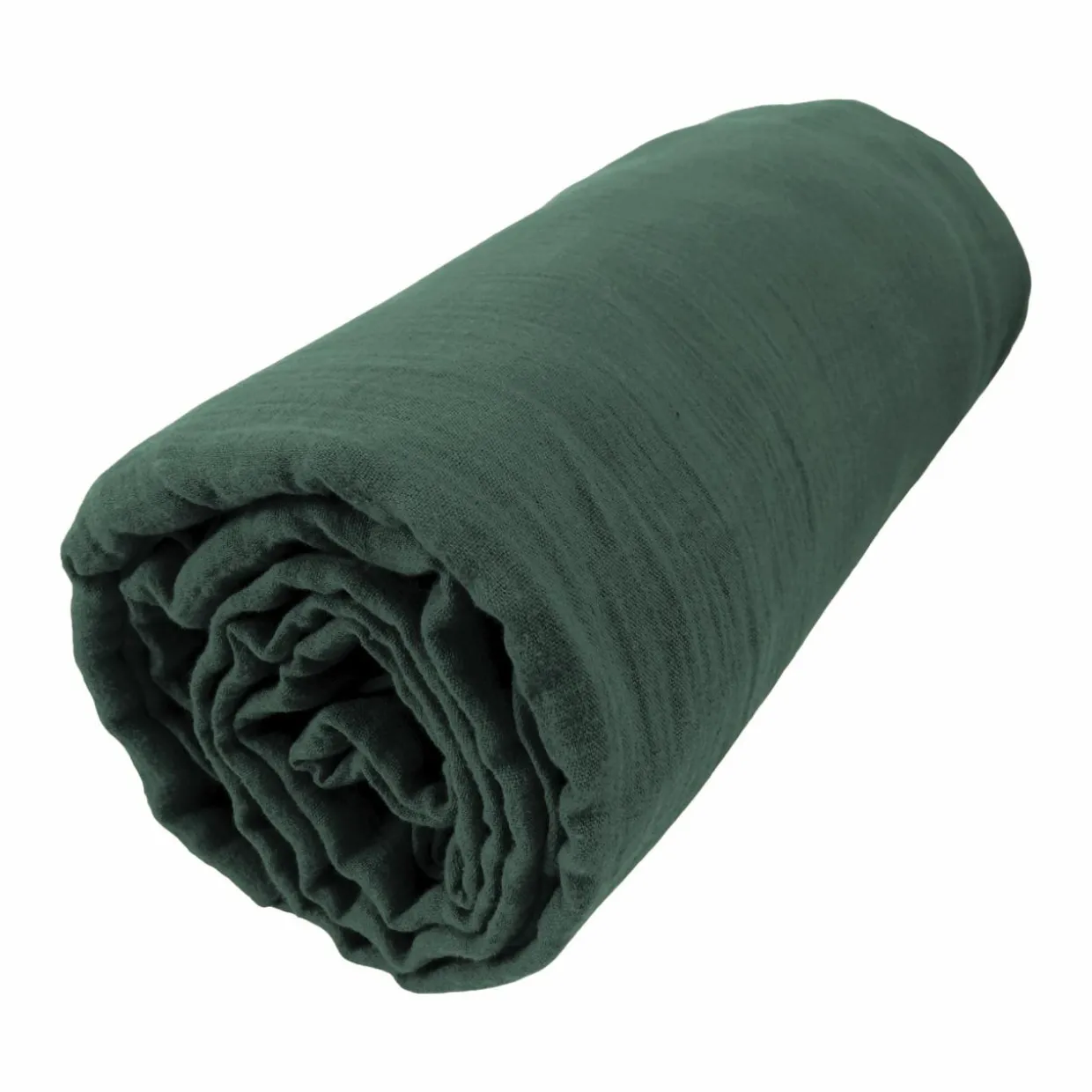 Drap housse gaze de coton (140 x 200 cm) Gaïa Vert Sapin