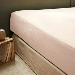 Drap housse gaze de coton (140 x 190 cm) Gaïa Rose poudré