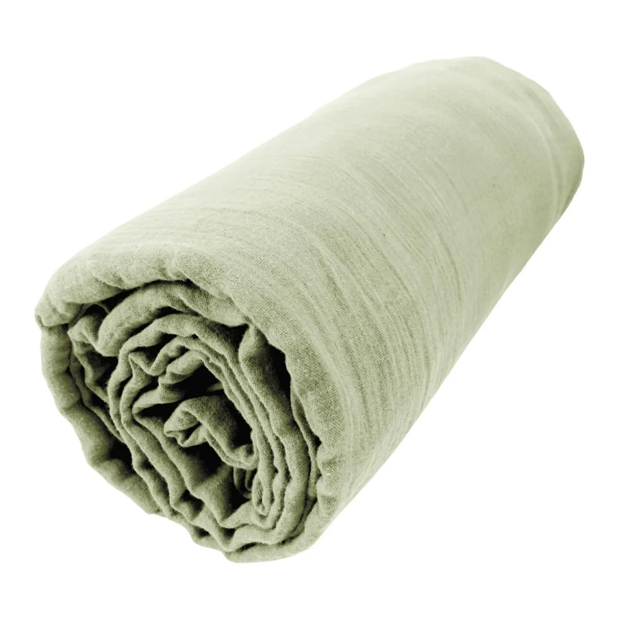 Drap housse gaze de coton (180 x 200 cm) Gaïa Vert tilleul